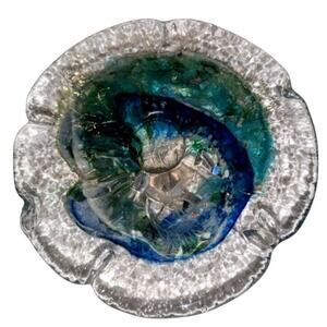 Glass Sand Dollar Paper Weight Blue Green Sand Details 5 inches Wide